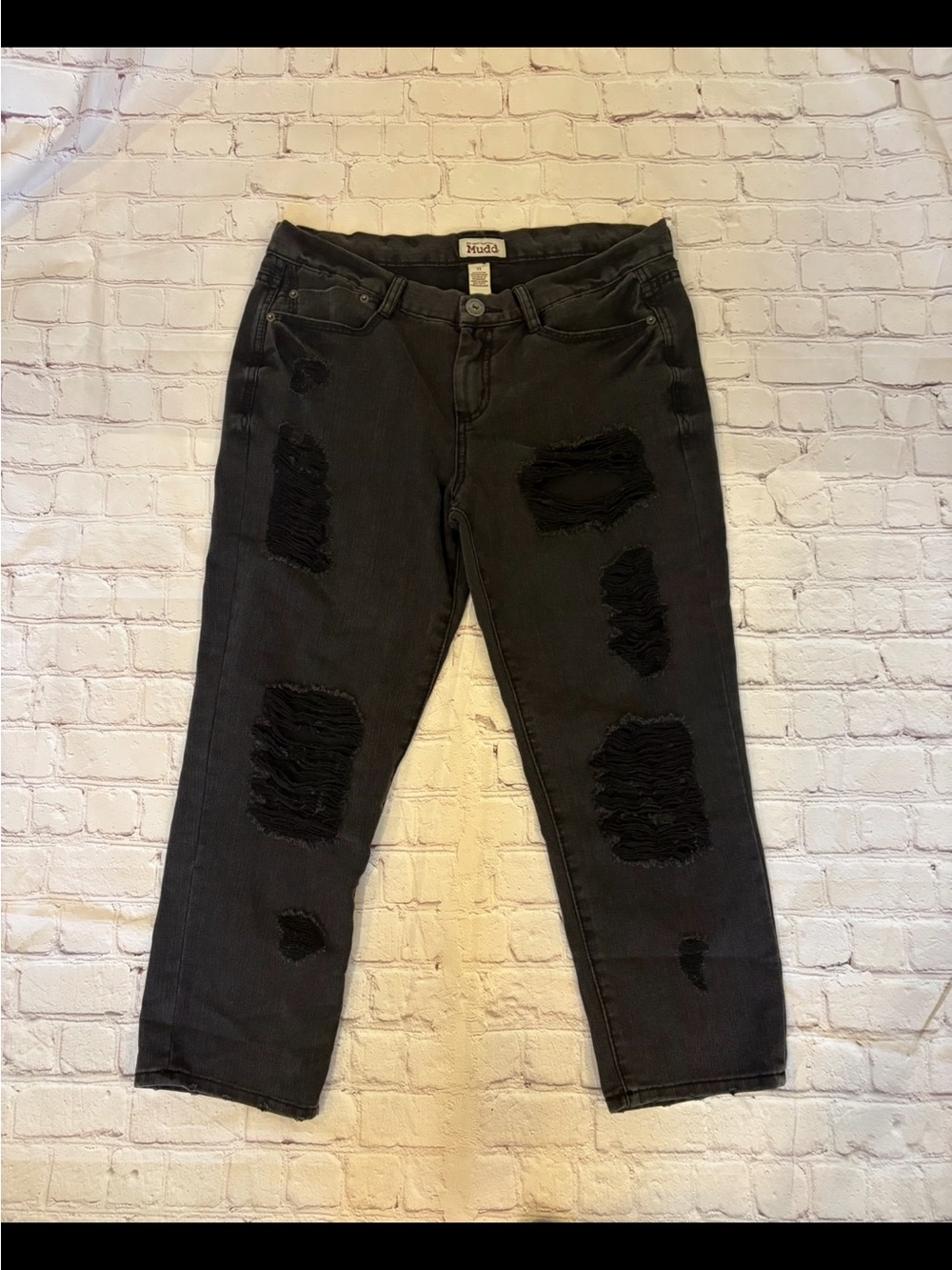 Mudd Women's Black Ripped Boyfriend Jeans